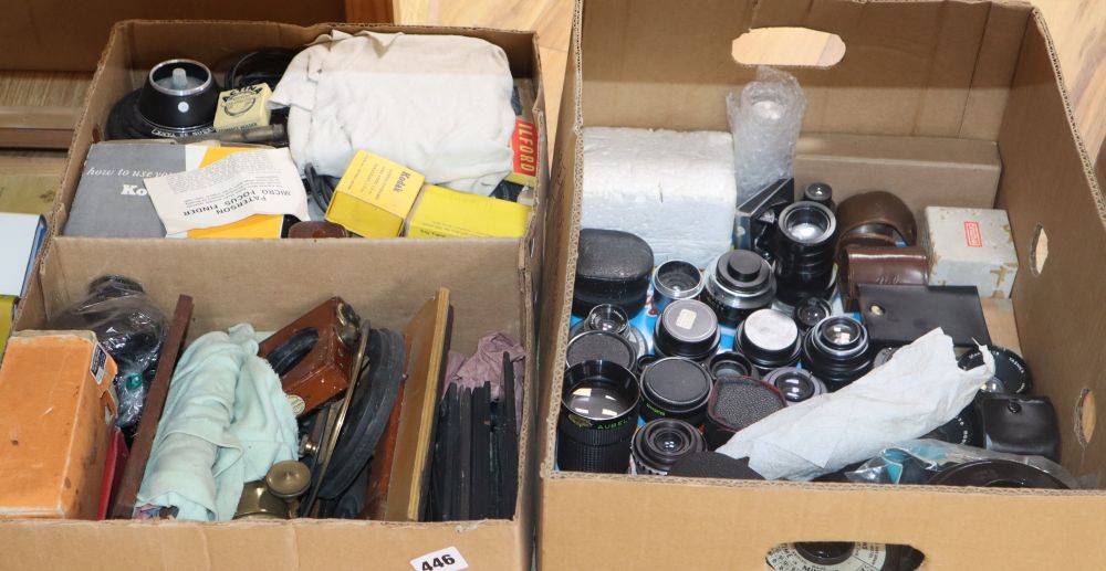 A quantity of cameras and camera equipment